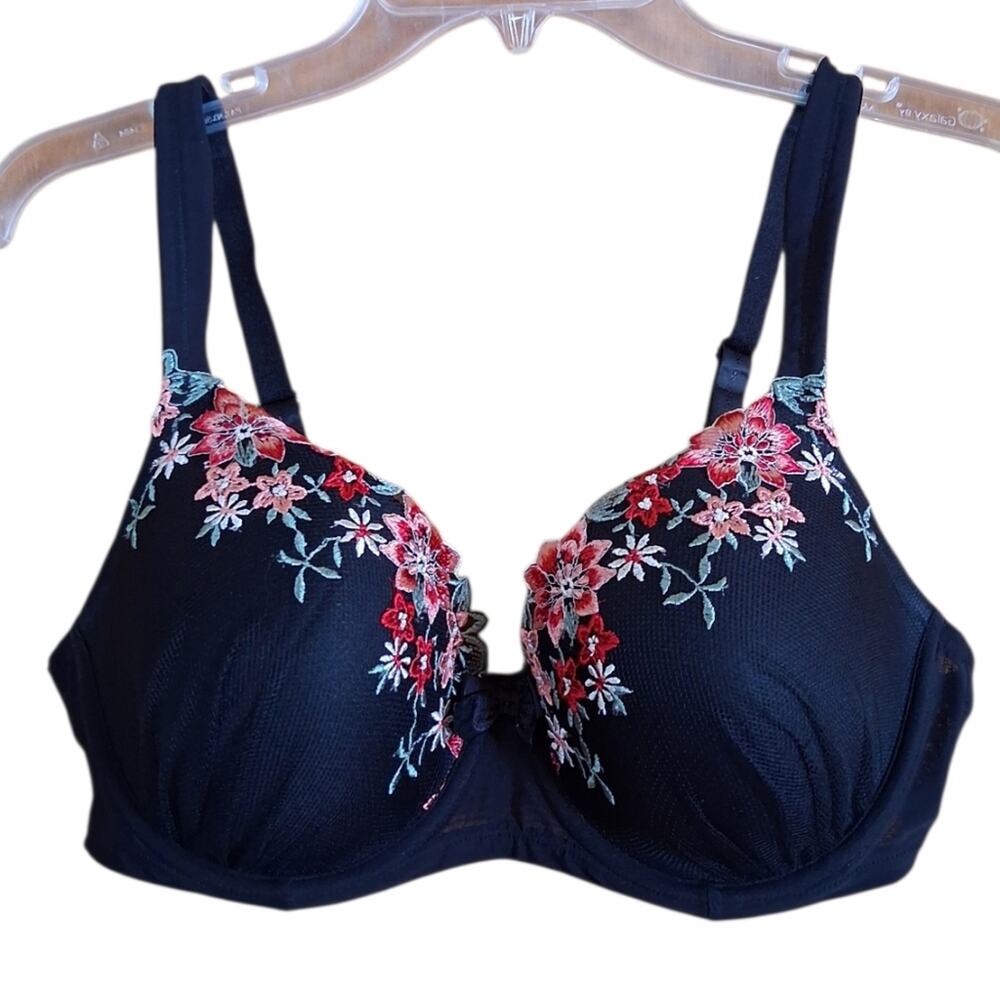 Soma Embroidered Floral Bra Black Size 38C